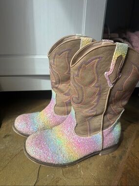 Girls' Glitter Rainbow Cowgirl Boots